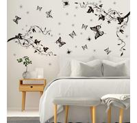 Trahoo-Stickers Muraux Branche Arbre Noir Autocollant Mural Papillon Et Fleurs Deco Stickers Salle De Bain Salon Chambre Enfants B¿¿B¿¿ D¿¿Coration