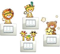 Trahoo-Stickers Muraux Enfants 6 Pi¿¿Ces Stickers D¿¿Coratifs Ours Tigre Lion Girafes Savane Color¿¿Es Animaux De La Savane Sticker D¿¿Coration Chambre D'enfant Girafe Fiches Plaques Sticker Wall D¿¿C