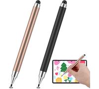 TRAHOO-Stylet Tablette pour ¿¿crans Tactiles, Pack De 2 Stylos Capacitif pour Tablettes, Stylus Pointe De Stylo ¿¿ Disque 2 en 1 Et Pointe De Stylo en Silicone, pour Tous Les Tablettes