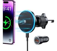 Trahoo-Support Telephone Voiture Induction, Auto-Align Support Voiture Pour Magsafe, Pince Vent Ultra Stable & Charge Rapide, Compatible Avec Les S¿¿Ries Iphone 16/15/14 Chargeur Voiture, Qc 3.0 Inclu