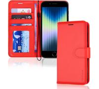 Trahoo-¿¿Tui Portefeuille En Cuir Pour Iphone Se 2022 5g/2020, Iphone 8/7/6, Porte-Cartes Et Dragonne ¿C Cuir Synth¿¿Tique Rouge, Fermeture Magn¿¿Tique Pour Iphone Se 3/Se 2/Iphone 8 7 6 6s 4,7
