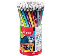 Trahoo-\U2013 72 Crayons Graphite Black¡®Peps Energy Hb Embout Gomme \U2013 Crayons ¿¿ Papier Avec Messages Inspirants - Pot De 72 Crayons ¿¿ Papier Fantaisie