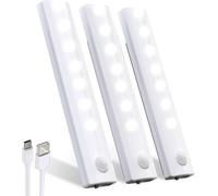 TRAHOO-Under Cabinet Lighting Wireless, 3 Pack Motion Sensor Closet Lights Rechargeable Lighting Strip Magnetic Night Lights Indoor Auto On/Off LED Light Bar Under Counter Light for Kitchen, Cupboard