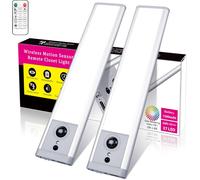 TRAHOO-Under Cabinet Lights,37 LED Motion Sensor Light Indoor,Magnetic Dimmable Rechargeable Battery Under Counter Lights Wireless,Closet Lighting for Kitchen,Wardrobe,Stairs,White-2pack,8.85inch