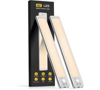 TRAHOO-Under Cabinet Lights, 63 LED Rechargeable Battery Operated Motion Sensor Light Indoor, 2 Pack Magnetic Dimmable Closet Lights, Wireless Under Counter Lights for Kitchen, Stairs,Hallway