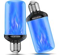 TRAHOO-Upgraded LED Flame Light Bulbs, 4-Mode Flickering Light Bulbs with Upside Down Effect, E26 27 Fire Light Bulb for Porch Party Patio Home Halloween Christmas Indoor Outdoor, 2 Pack Blue