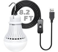 Trahoo-Usb Led Light Bulb Camping Latern Outdoor Light With Simple Switch, Portable Led Bulb 5v 5w For Garage Warehouse Car Truck Fishing Boat Outdoor Emergency Light White Lamp 2.5m/8.2ft¿