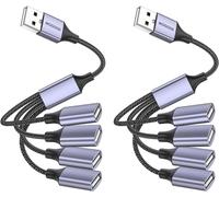TRAHOO-USB Splitter, 4 in 1 USB Cable,USB Hub USB to USB Adapter,Multi-Socket USB Splitter,USB to 4 USB Female Cable Converter Multi USB Ports USB USB Power Extension Cord for PC/Car/Laptop/U Disk/TV