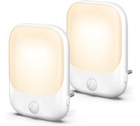 Trahoo-Veilleuse Avec Détecteur De Mouvement, 2pcs Veilleuse Prise Electrique Con 5 Luminosités Réglables, Veilleuse Enfant Led Con Modes On/Auto/Off Pour Chambres, Escaliers, Cuisine - Blanc Chaud