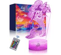 Trahoo-Veilleuse Pour Enfants, Lampe Illusion 3d Pépinière Led Lumière, Télécommande 16 Couleurs Changeantes Dimmable, Cadeaux De Noël Pour Filles Garçons Salon Chambre Décor (06-Sirène)