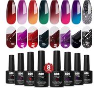 Trahoo-Vernis Semi Permanent Cam¿¿L¿¿On Vernis ¿¿ Ongle Changement De Couleur Gel,Manucure 8 Couleurs Changeant De Temp¿¿Rature Soak Off Uv Led Manucure Gel Set,8 Pcs 7.5ml
