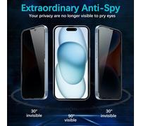 Trahoo-Verre Trempé Anti-Espion Pour Iphone 15 Plus, 3*Vitre Protection Ecran Protege Accessoire Et 3*Protection Camera Objectif Arriere Appareil Phot, Résistance Aux Rayures, Dureté 9h, Pas De Bulle