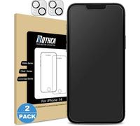 TRAHOO-Verre Trempé Mat pour iPhone 14 et Caméra Arrière Protecteur [2+2 Pièces], Film Protection écran Anti-Reflet et Anti-Traces de Doigts, Vitre Protecteur 9H Dureté - 6,1 Pouces (2022)