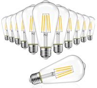 TRAHOO-Vintage LED Edison Light Bulbs, Dimmable 7W (60W Equivalent), ST64 Antique Style, 800 Lumens 2700K Warm White, E26 Decorative Filament Bulb, 12 Pack
