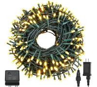 TRAHOO-Waterproof LED Outdoor Christmas String Lights, 115Ft 300 LED UL Certified 8 Modes with End-to-End Plug, Indoor & Outside Fairy Light for Christmas Tree, Patio, Wedding, Party (Warm White)