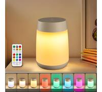Trahoo-Wireless Rgb Bedside Lamp With Timer Function, Touch & Remote Control, 3-Color Temperature Night Light For Kids Room/Baby Nursery/Bedroom, Portable Small Dimmable Lamp For Camping/Party/Gift