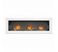 Traiano - Cheminée à bioéthanol encastrable 120 × H40 cm, bio-cheminée blanche