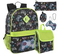 Trail maker Ensemble sac à dos d'école 6 en 1 pour garçons avec boîte à déjeuner, trousse à crayons, bouteille d'eau, porte-clés attaché (prêt à jouer)