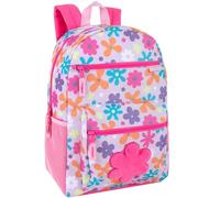 Trail maker Sacs à dos d'école en peluche pour filles avec poches latérales, bretelles rembourrées, motif floral en peluche, taille L, décontracté, Frénésie florale en peluche, S, Créateur