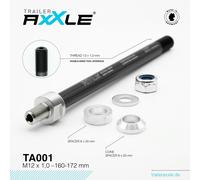 Trailer AxXle TA001 - L'axe pour vélo remorque enfant : 160-172 mm : M12x1,0 Longueur d'axe : 160-172 mm Filetage : M12x1,0