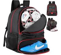 TRAILKICKER Sac à Dos de Basket-Ball en Maille Noire avec Compartiment pour Ballon et Chaussures pour garçons, Filles, Hommes, Femmes, équipements de Ballon, Tous Les lieux de Sport, Tk13red, Taille