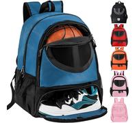 TRAILKICKER Sac à Dos de Basket-Ball en Maille Noire avec Compartiment pour Ballon et Chaussures pour garçons, Filles, Hommes, Femmes, équipements de Ballon, Tous Les lieux de Sport, Tk8blue, Taille
