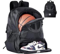 TRAILKICKER Sac à Dos de Basket-Ball en Maille Noire avec Compartiment pour Ballon et Chaussures pour garçons, Filles, Hommes, Femmes, TK8 Noir, One Size, Sport