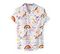 Trailrest Chemise hawaïenne pour homme Chemise de plage cool trucs pour garçons hippie T chemises col en V chemises d'été hommes, Blanc., M grande taille