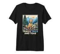 Trails Tails and Teas Mountain Hiker Promeneur pour Chien T-Shirt Haut de Gamme