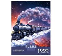 Train 1000 Morceaux Papier Écologique Train à Vapeur Nuage Mer Ciel étoilé Casse-tête Amateurs Puzzle Entraînement Cérébral Niveau Difficulté Équilibré Divertissement 70x50cm/1000pcs