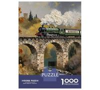 Train 1000 Pièces Carton Solide Puzzle Adultes Train à Vapeur Stone Bridge Flower Valley Puzzle Portable Soirée Jeux Famille Stimulant Amusant Entraînement Cérébral 52x38cm/1000pcs