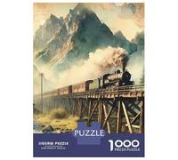 Train 1000 Pièces Papier Résistant Train à Vapeur Wooden Bridge Valley Puzzle Adultes Puzzle Portable Soirée Jeux en Famille Stimulant Et Amusant Entraînement Cérébral 70x50cm/1000pcs