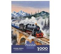 Train 1000 Pièces Papier Solide Puzzle Adultes Train à Vapeur Stone Bridge Mountain Valley Puzzle Portable Soirée Jeux Famille Stimulant Amusant Niveau Difficulté Équilibré 38x26cm/1000pcs