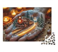 Train à la Main 1000 Pièces Puzzle pour Adultes Carton Résistant Anti-Stress Stimuler l'esprit pour Passionnés avec Affiche Guide 52x38cm/1000pcs