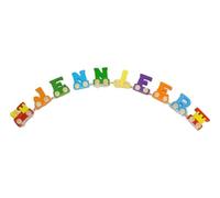 Train à Lettres Personnalisé en Bois Naturel - Nom de 8 lettres