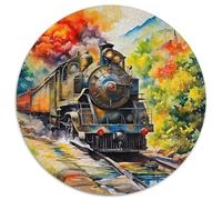 Train à Vapeur 1000 Pièces Puzzle Circulaire Arts créatifs Puzzles Classiques Pression Réduite Puzzle Jeu D'Intelligence Décoration pour Enfants Cadeau 1000pcs (67.5x67.5cm)