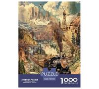 Train à Vapeur 1000 Pièces Puzzle pour Enfants À Partir De 14 Ans, Parfait pour Les Amateurs De Puzzles, Cadeau d'anniversaire, Jeux Éduchatif, Qualité Premium 70x50cm/1000pcs