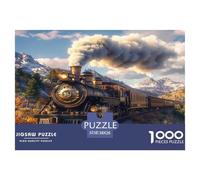 Train à Vapeur 1000 Pièces Puzzle pour Enfants À Partir De 14 Ans, Parfait pour Les Amateurs De Puzzles, Cadeau d'anniversaire, Jeux Éduchatif, Qualité Premium 38x26cm/1000pcs