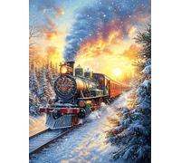 Train à vapeur dans une forêt enneigée magique 1000 Pièces Puzzle Expert Confirmé En Carton Sans Déformation Faune sauvage et animaux de compagnie Très Difficile Décoration Murale Collection Cadeau Fê