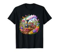 Train à Vapeur enchanté, Jardin, château, Papillons T-Shirt