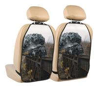 Train à vapeur et chemin de fer,Lot de 2 tapis de protection pour siège arrière de voiture, organisateur de siège arrière durable