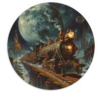 Train à Vapeur Puzzle 1000 Pièces Le Roi Pêcheur Ronde Puzzle Jeu Occasionnel Décor À La Maison pour Jeux D'activités Familiales 1000pcs (67.5x67.5cm)