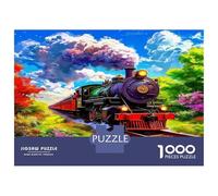 Train à Vapeur, Puzzle de Casse-tête en Papier résistant, Train à Vapeur dans Une forêt psychédélique, Cadeau d'anniversaire Anti-Stress, 70x50cm/1000pcs