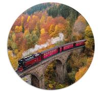 Train à Vapeur Rouge,Puzzles pour Adultes 1000pcs (67.5x67.5cm),Jeux De Défi Stone Bridge Coloré Autumn Forêt
