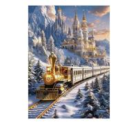 Train Château Neige Puzzle, 1000 Pièces Jeu D'intérieur Adulte | 38x26cm Carton, Exercice Mental, Ajustement Précis, Amateurs D'art, Réduction Du Stress