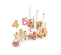 Train d?anniversaire en bois 0-99 ans, scandi berry avec bougies TU