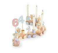 Train d?anniversaire en bois 0-99 ans, scandi candy avec bougies TU