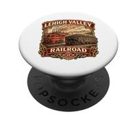 Train de Campagne Vintage en Charbon de Lehigh Valley Railroad PopSockets PopGrip Adhésif