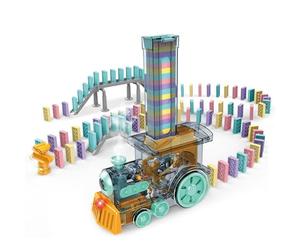 Train de dominos automatique - Jeu Domino Builder Interactive STEM, jeu Domino Nindgler | Machine amusante de train de dominos avec musique et lumières, jeu d'apprentissage précoce pour garçons filles