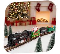 Train de fer électrique avec wagon de Père Noël pour enfants, locomotive avec trains et voies, modèle de jouet robuste pour enfants jeunes et adultes, kit de modélisme adapté aux débutants